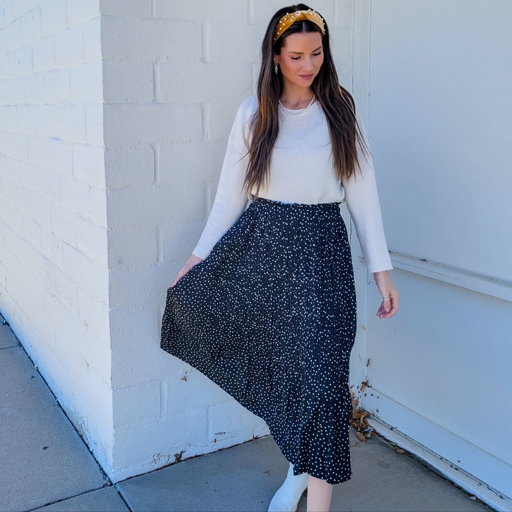Black polka dot skirt